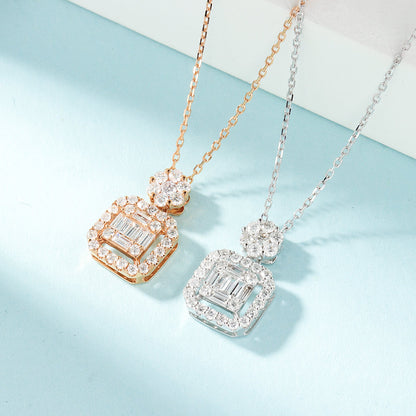 18K Diamond Square Necklace