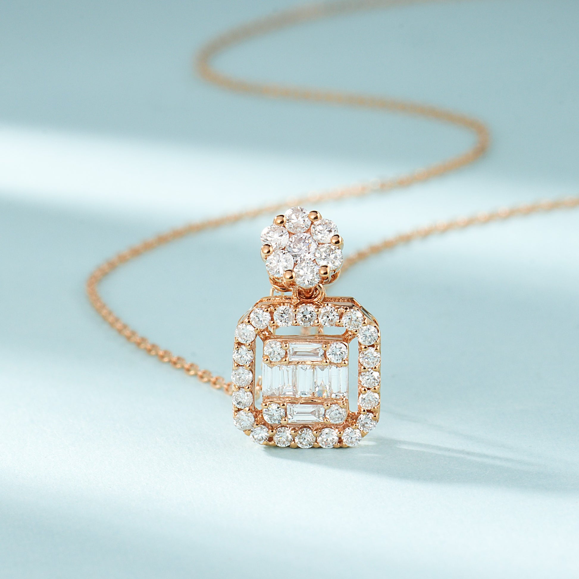 18K Diamond Square Necklace