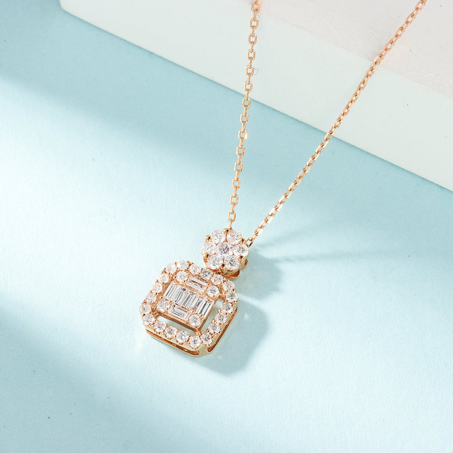 18K Diamond Square Necklace