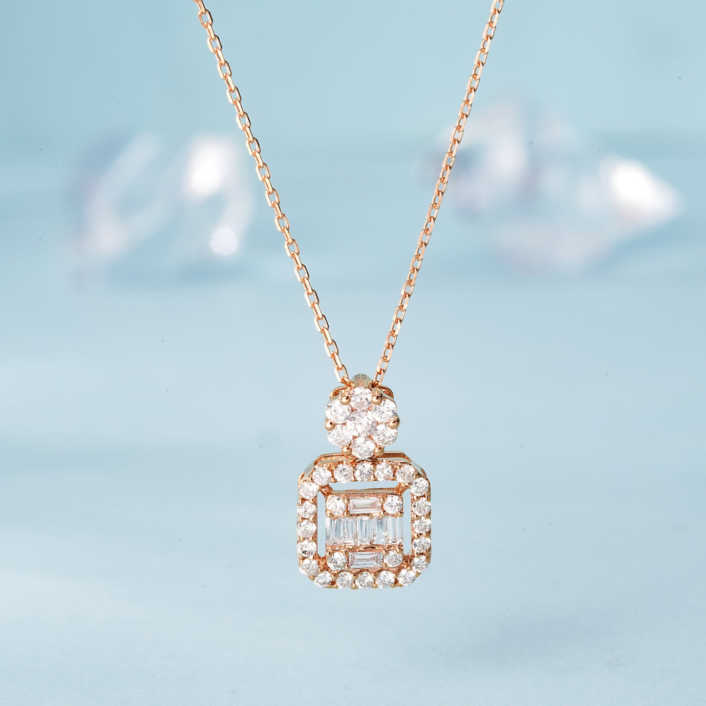 18K Diamond Square Necklace