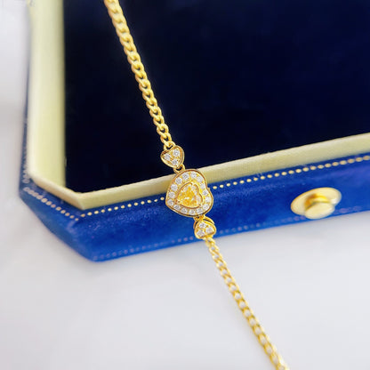 18K Gold Yellow Diamond Heart Bracelet