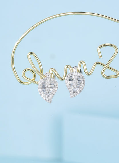 18K Diamond Leaf Earring