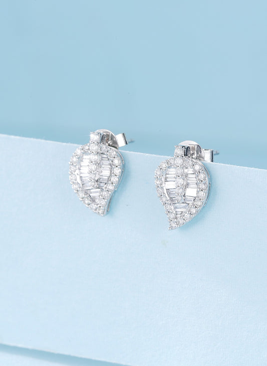 18K Diamond Leaf Earring