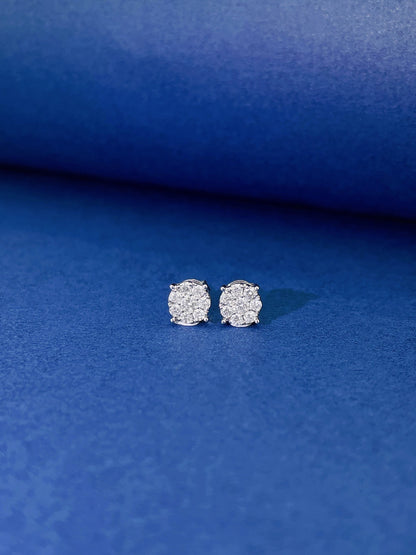 18K Diamond Round Earring