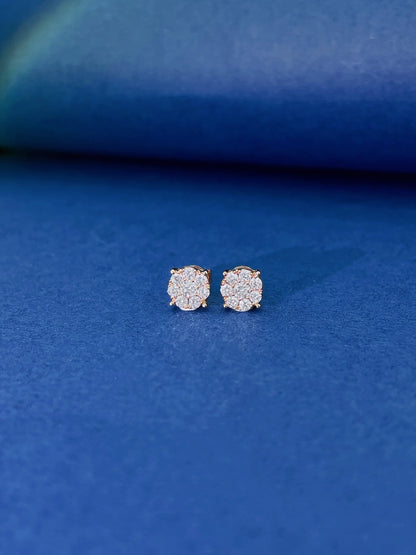 18K Diamond Round Earring