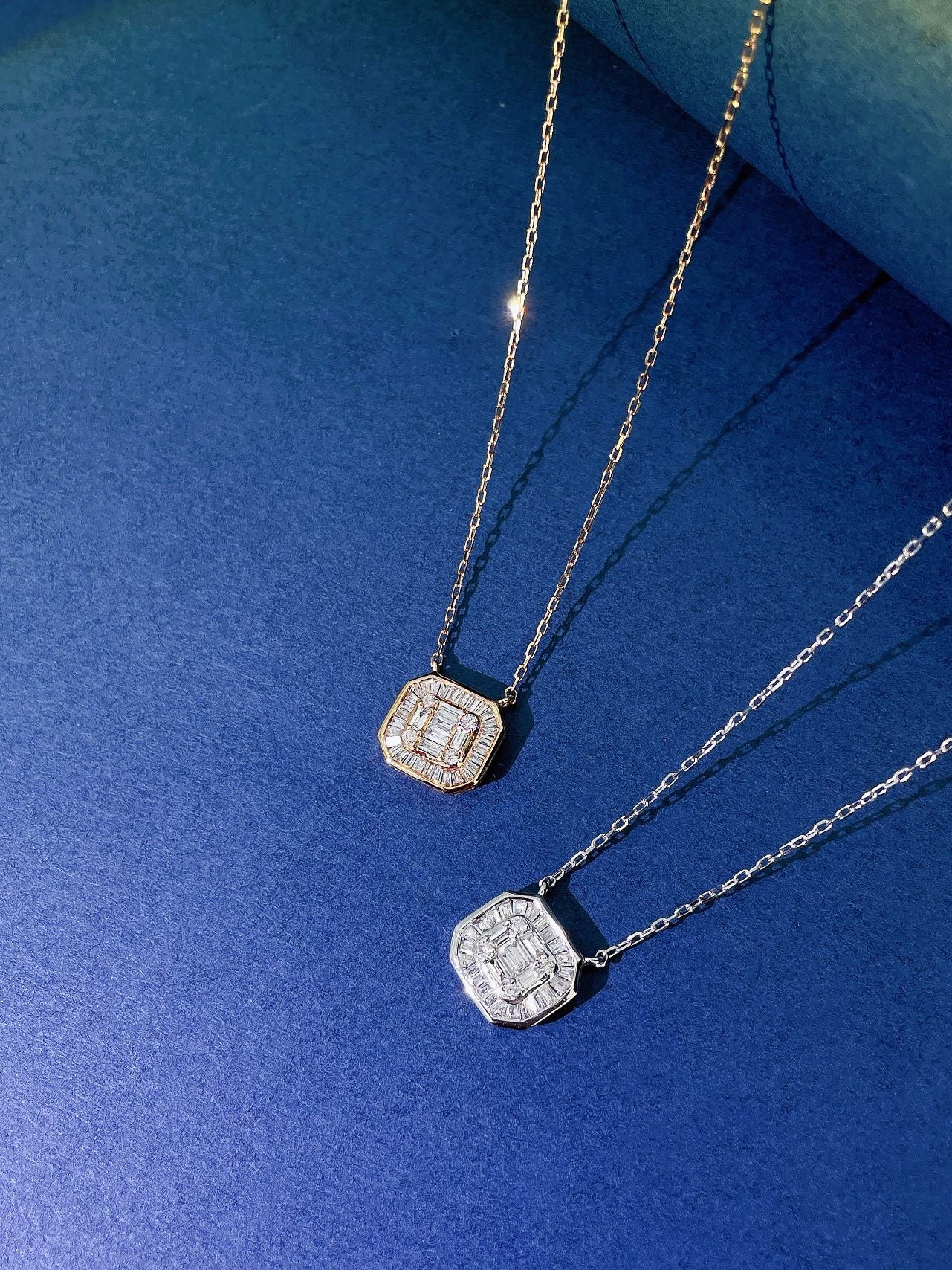 18K Diamond Square Necklace