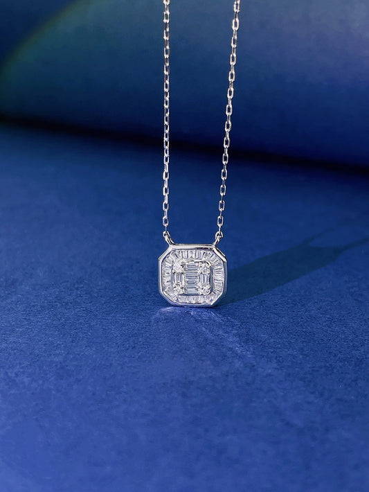 18K Diamond Square Necklace