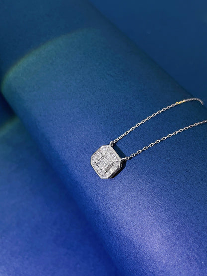 18K Diamond Square Necklace