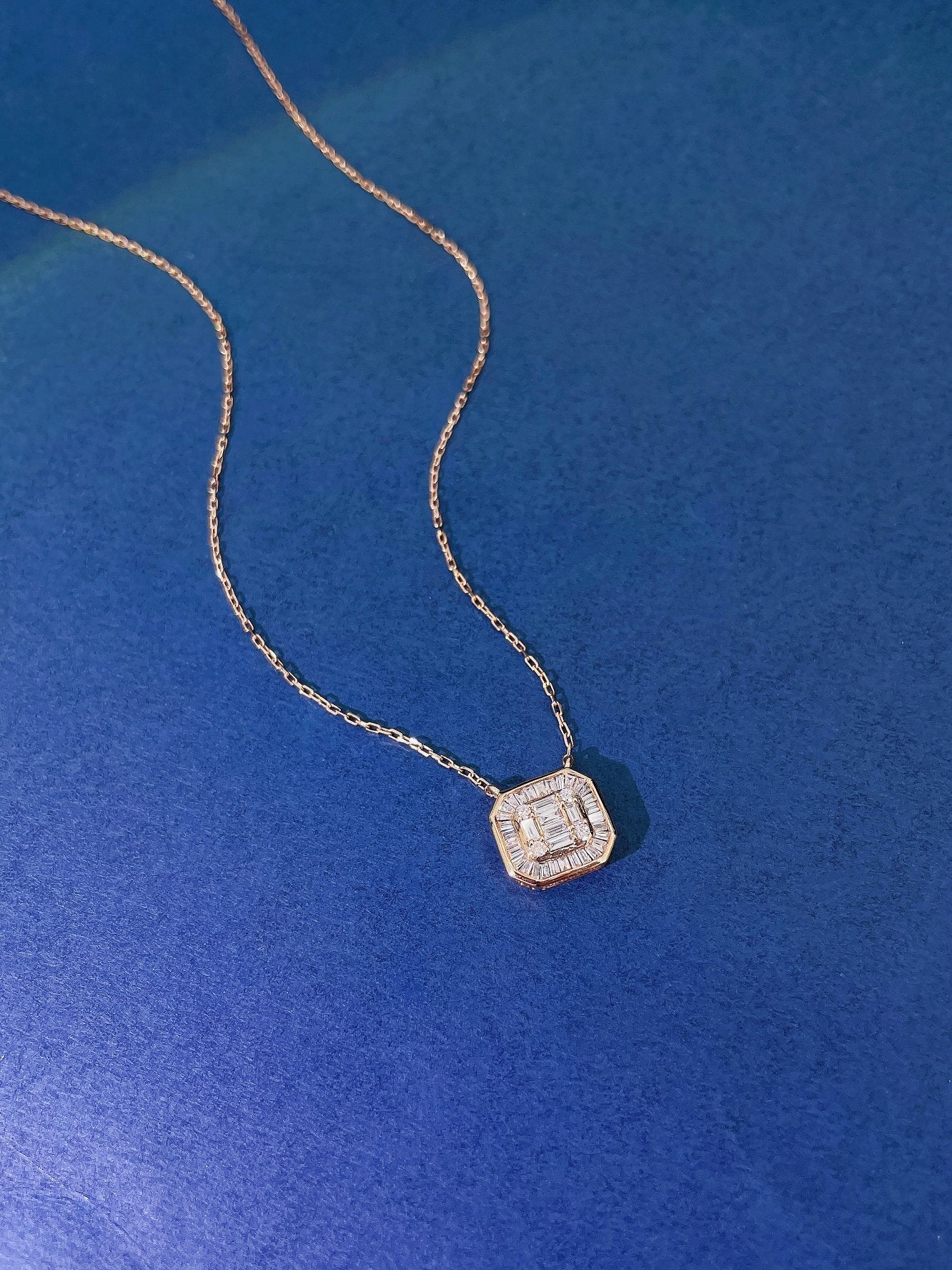 18K Diamond Square Necklace