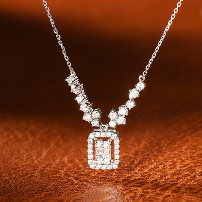 18K Diamond Rectangle Stars Necklace