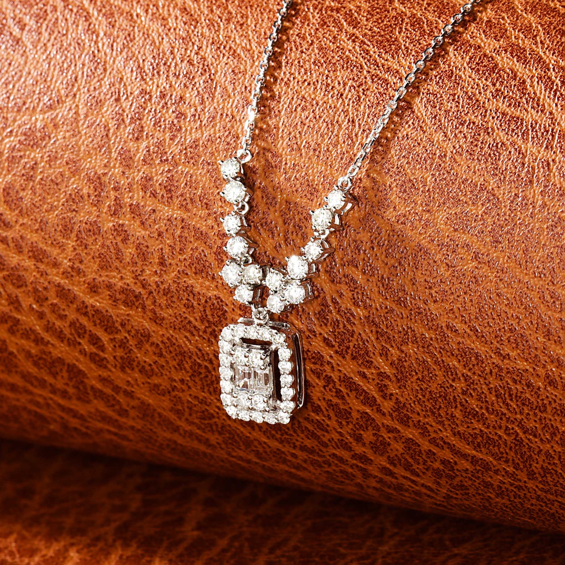 18K Diamond Rectangle Stars Necklace