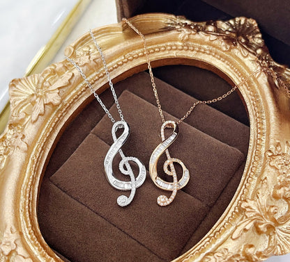 18K Diamond Treble Clef Necklace