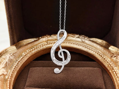 18K Diamond Treble Clef Necklace