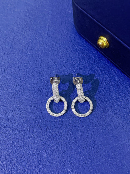 18K Diamond Circle Drop Earring (Small)