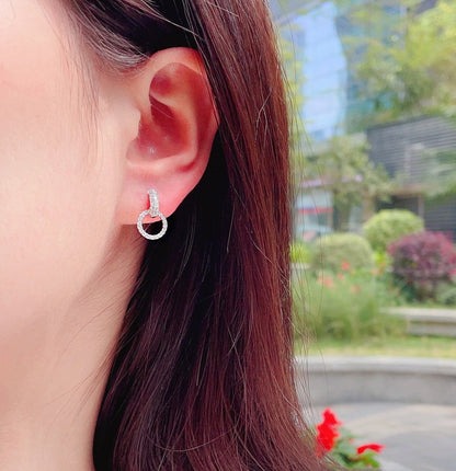 18K Diamond Circle Drop Earring (Small)