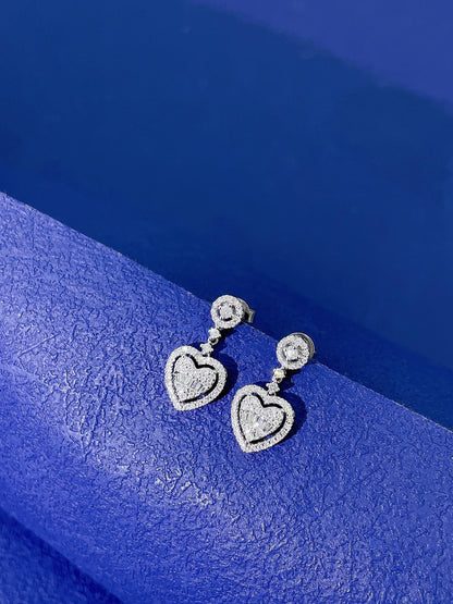 18K Diamond Heart Earring