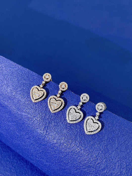 18K Diamond Heart Earring