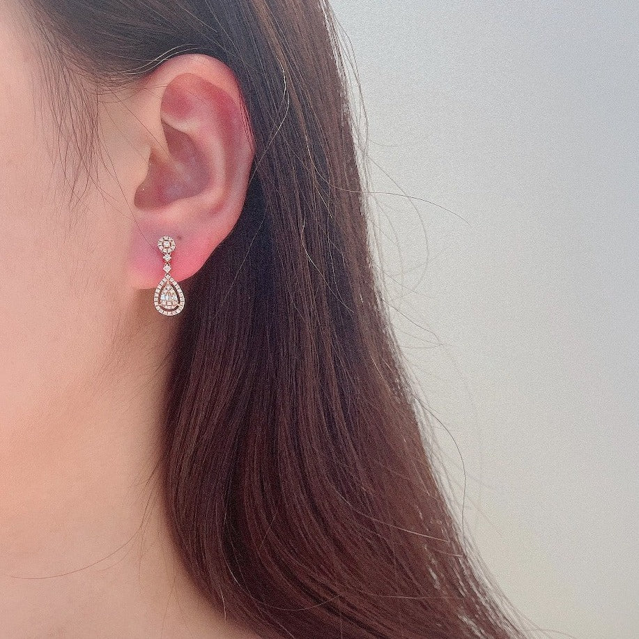 18K Diamond Water Drop Earring