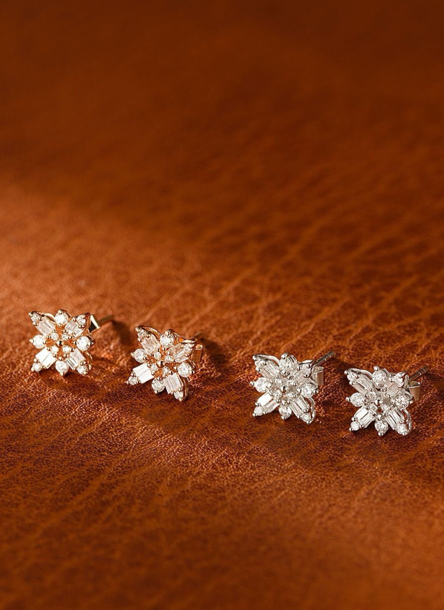 18K Diamond Snowflake Earring