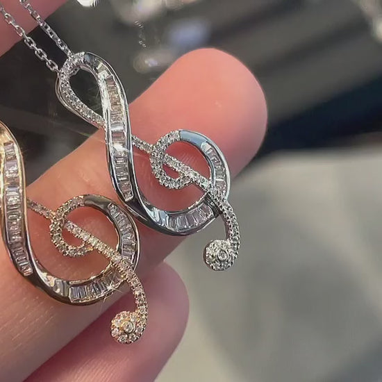 18K Diamond Treble Clef Necklace