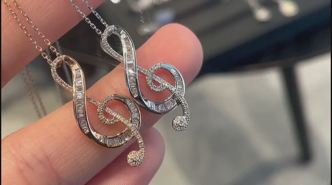 18K Diamond Treble Clef Necklace