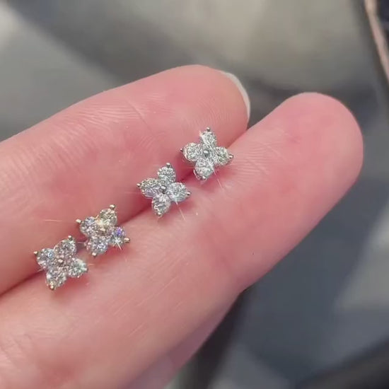 18K Diamond Four-Leaf Earring