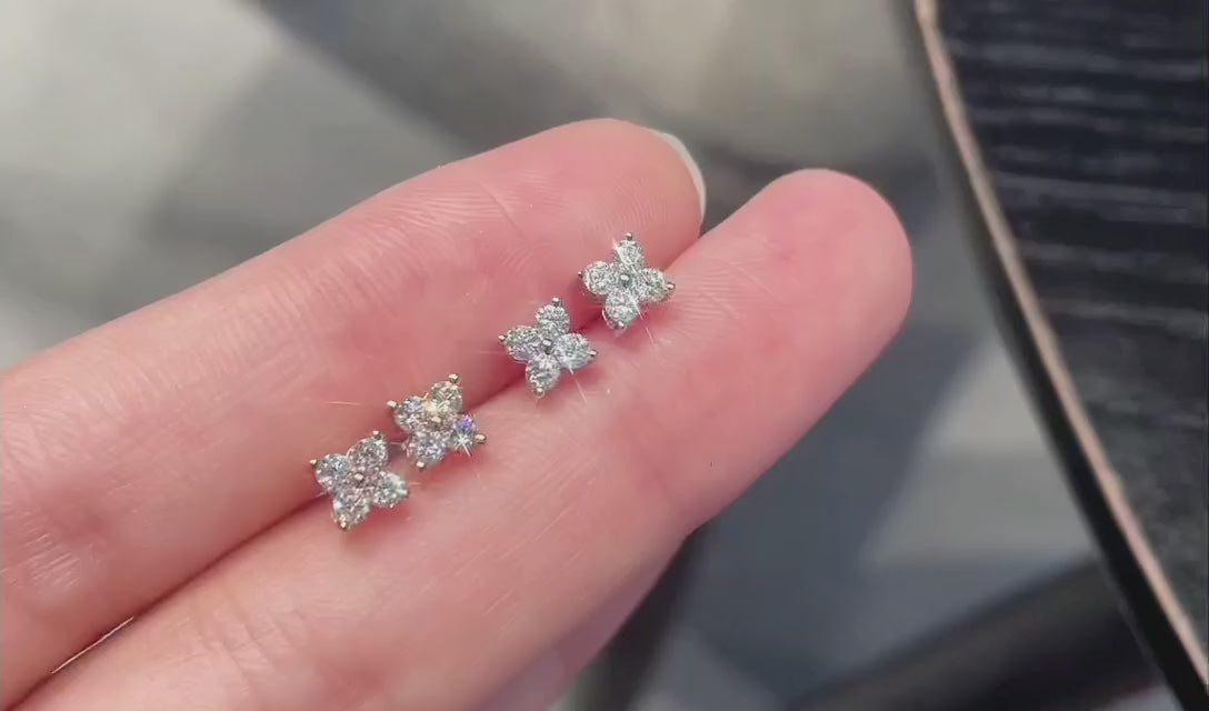 18K Diamond Four-Leaf Earring