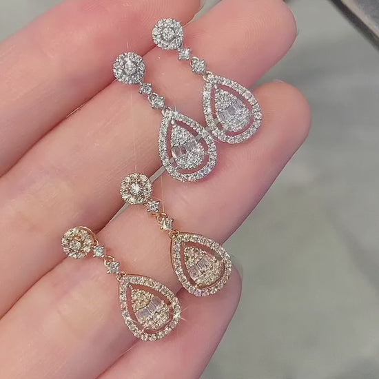 18K Diamond Water Drop Earring