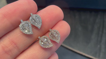 18K Diamond Leaf Earring