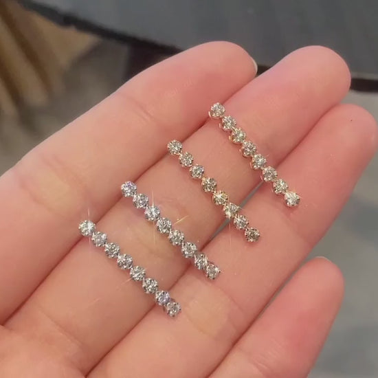 18K Diamond Line Drop Earring