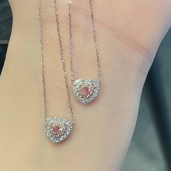 18K Pink Diamond Heart Necklace