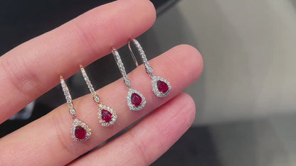 18K Diamond Ruby Gemstone Dropping Earring