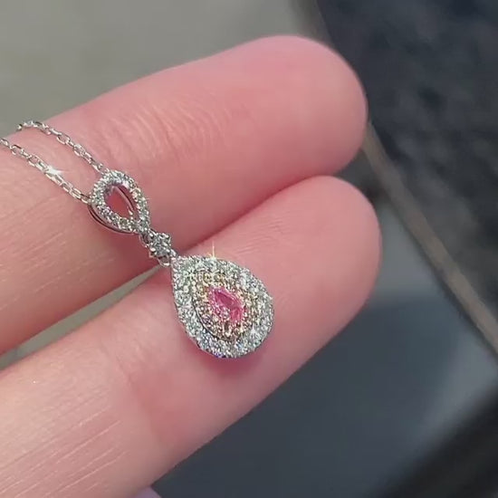 18K Pink Diamond Water Drop Necklace