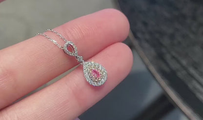 18K Pink Diamond Water Drop Necklace