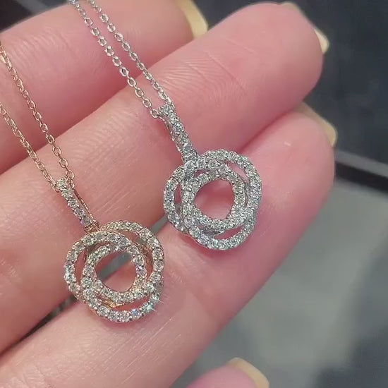 18K Diamond Three Ring Necklace