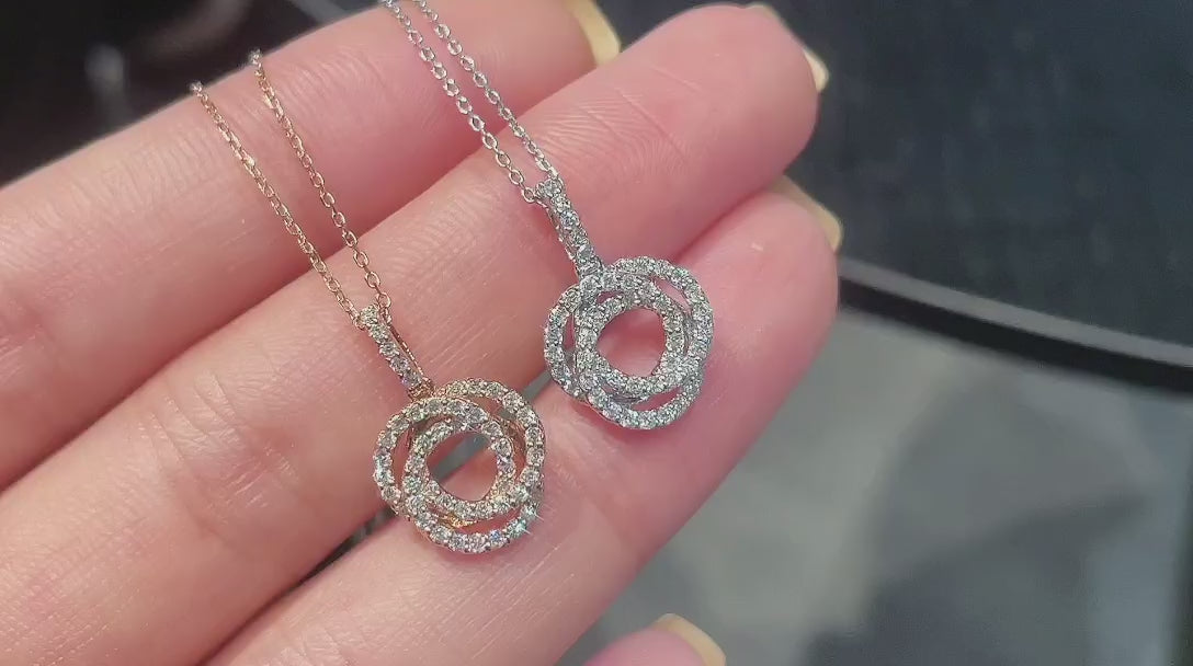 18K Diamond Three Ring Necklace