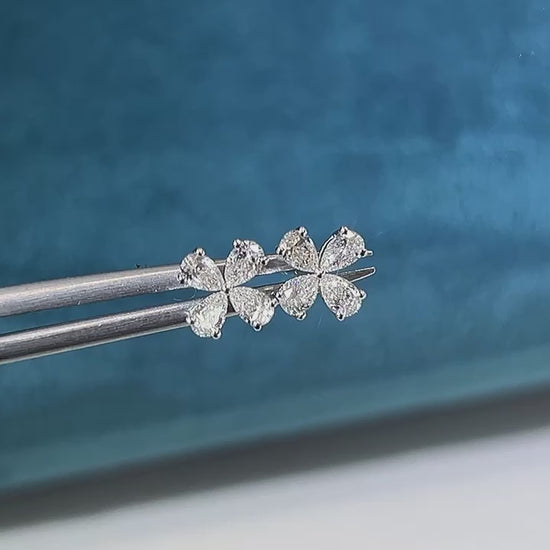 18K Diamond Four Leaf Earring