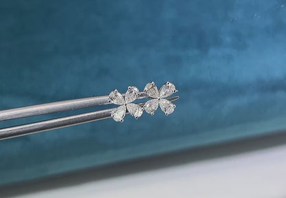 18K Diamond Four Leaf Earring