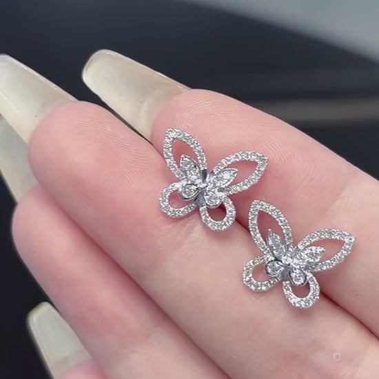 18K Diamond Butterfly Earring