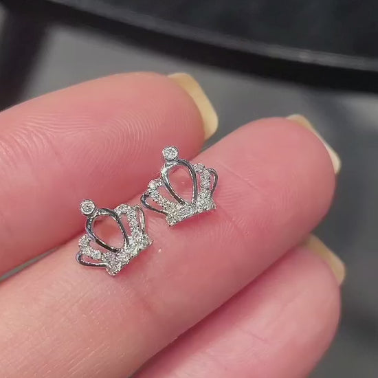 18K Diamond Crown Earring