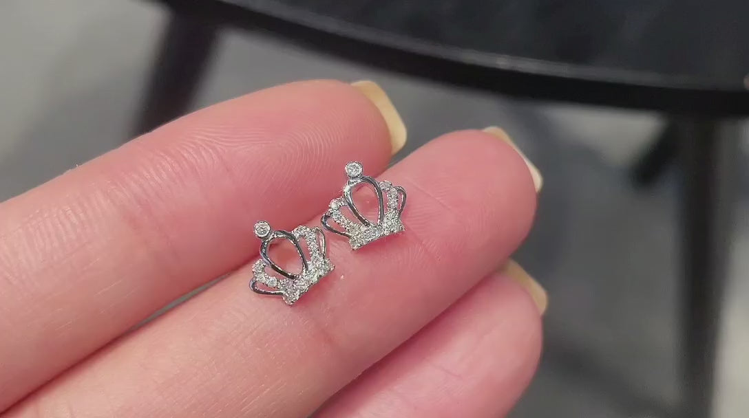 18K Diamond Crown Earring