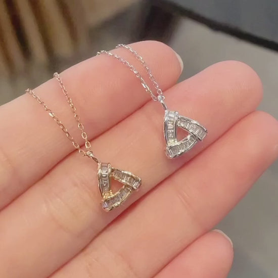 18K Diamond Triangle Necklace