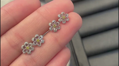 18K Yellow Diamond Flower Earring