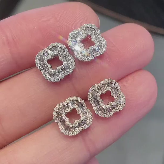 18K Diamond Four-Leaf Earring