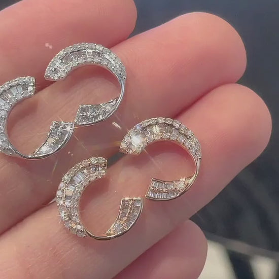 18K Diamond Big C Earring