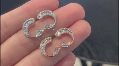 18K Diamond Big C Earring