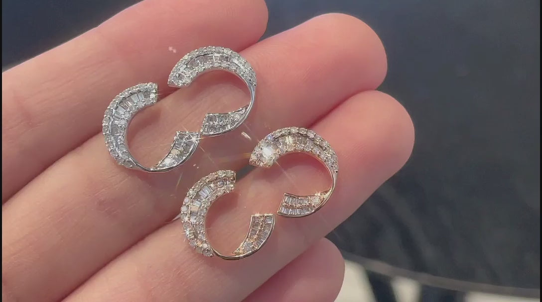 18K Diamond Big C Earring