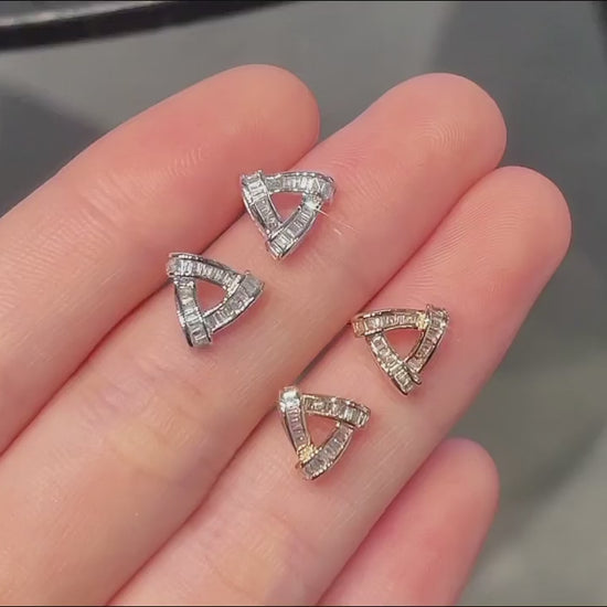 18K Diamond Triangle Earring