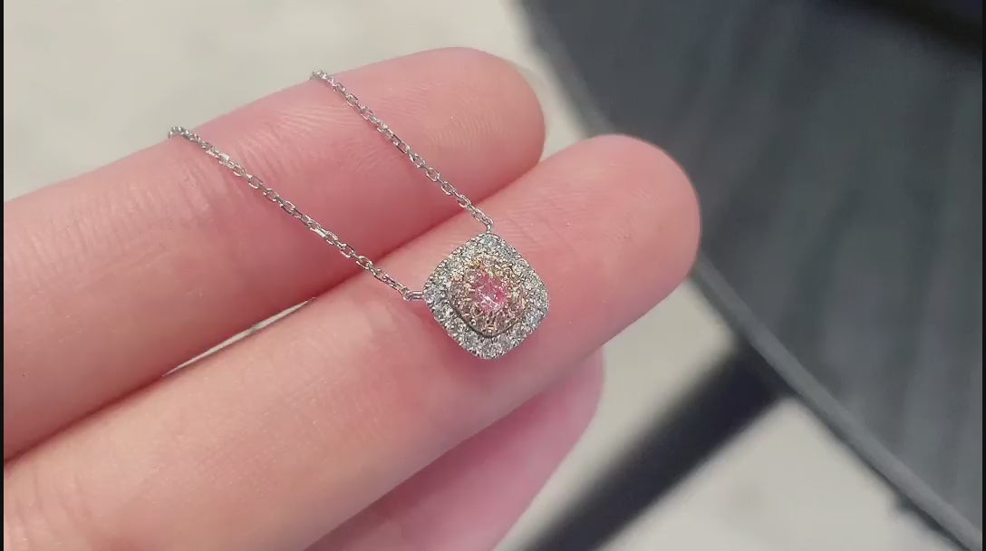 18K Pink Diamond Square Necklace