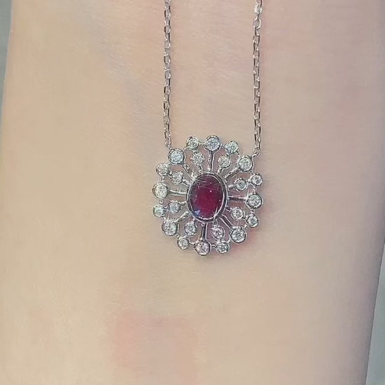 18K Diamond Ruby Gemstone Necklace